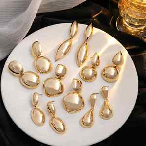 Trendy Geometric Oval Charm <b>Earrings</b> <b>Diamond</b> Alloy Water Drop Design Women's European American Cross-Border Micro Insert Mou - Product Image 1