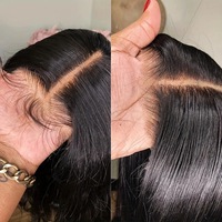 Cheveux brésiliens pré-coupés sans colle, lisses comme des baguettes, 40 pouces, pour perruque, densité 200%, noir naturel, 100% cheveux humains pour femmes