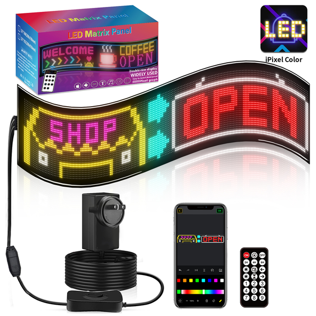 Flexible Led Matrix Display Screen App Control Programmable Devil Car Eyes Led Sign for Car Window Store Glass Advertising