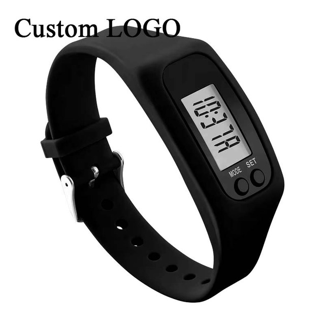 Custom Silicone Fitness Tracker Watch Walking/Running Pedometer Calorie Counter Step Promotional Business Gift for All