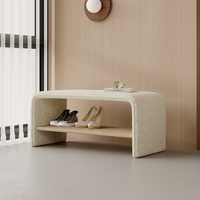 Banc d'entrée moderne haut de gamme en bois massif avec tabouret à chaussures intégré pour salle d'essayage, armoire à chaussures domestique