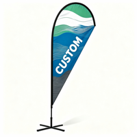Drapeau à plumes personnalisé en gros avec base de support et sac de transport pour affichage extérieur en marché public