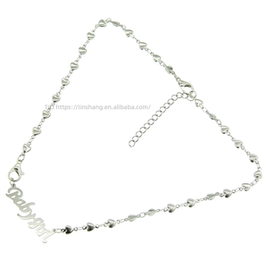 Standing Peach Heart Splicing Necklace, Hipster Stainless Steel Letter Pendant Collarbone Chain Tanjing - Product Image 5