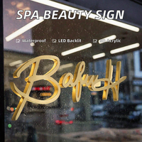 Enseigne de salon de beauté SPA, enseignes de réception, lettres en acrylique miroir doré, logo de marque 3D LED rétroéclairé, enseigne pour bureau à domicile