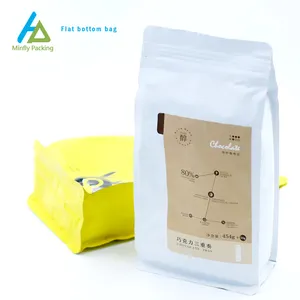 Minfly Digital Custom Zipper Sealing Plastic Printing Packaging Tea Coffee Bean Gusset Mylar Flat Bottom Bag