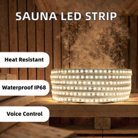Bande LED pour sauna 100-110°C, étanche IP68, 24V 8W, 120 LED SMD2835, CRI80, 10M, contrôle vocal, USB, cuivre, pour sauna intérieur