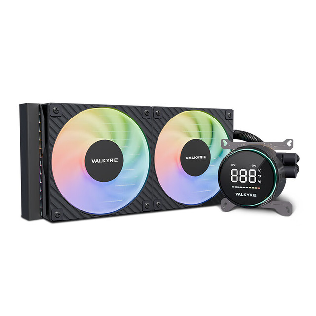 VALKYRIE GLA-360 BLACK AIO Liquid CPU Cooler with Smart Digital Display Magnetic Modular Design 360mm ARGB Gaming Water Cooler