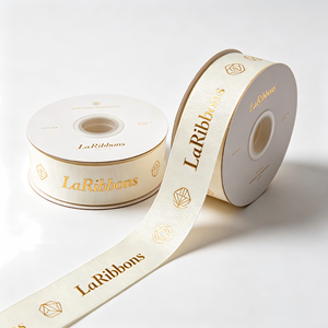 Factory Wholesale Custom Logo Gold Stamp Mini Emblem Grosgrain <b>Ribbon</b> Multi Solid Color Gift Packaging <b>Ribbon</b> for Gift Suppliers - Product Image 1