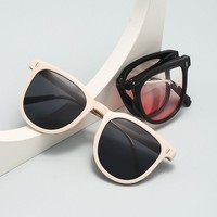 Lunettes de Soleil Pliables Rétro Unisexe TR90 à Verres Dégradés avec Étui, Protection UV400, Vente en Gros