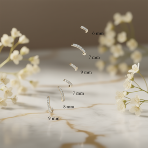 Orecchini a polsino E1322 con cristalli e strass, diametro interno 6mm, incastonatura a canale, gioielli minimalisti unisex - Product Image 2