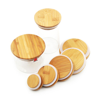 Bouteille en verre avec logo personnalisé, couvercles en bambou et en bois pour pots de bougies, pots de crème cosmétique et bocaux Mason