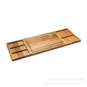 Juego de tablas de queso de madera de acacia, rectangular, multifuncional, tabla de cortar para cocina con compartimentos para preparar y servir alimentos - Product Image 5