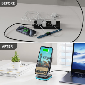 Soporte Multifuncional para Teléfono, <span class=keywords><strong>Cargador</strong></span> Inalámbrico Magnético 2 en 1, Base <span class=keywords><strong>de</strong></span> Carga Plegable para Teléfono y Auriculares - Product Image 6