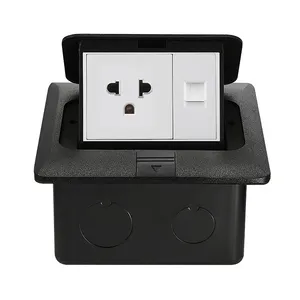 Thai Vloer Desktop Plug Demping Pop-Up Netwerk RJ45 Amerikaanse Vloer Socket In Zwarte Amerikaanse Aluminium