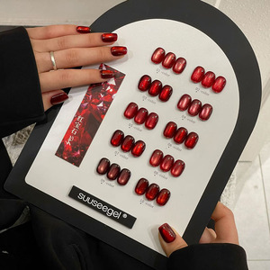 Ruby Cat Eye <b>Gel</b> <b>Nail</b> Polish <b>Set</b> 10 Colors Magnetic <b>Nail</b> <b>Gel</b> with Display Board for <b>Nail</b> Salon - Product Image 2