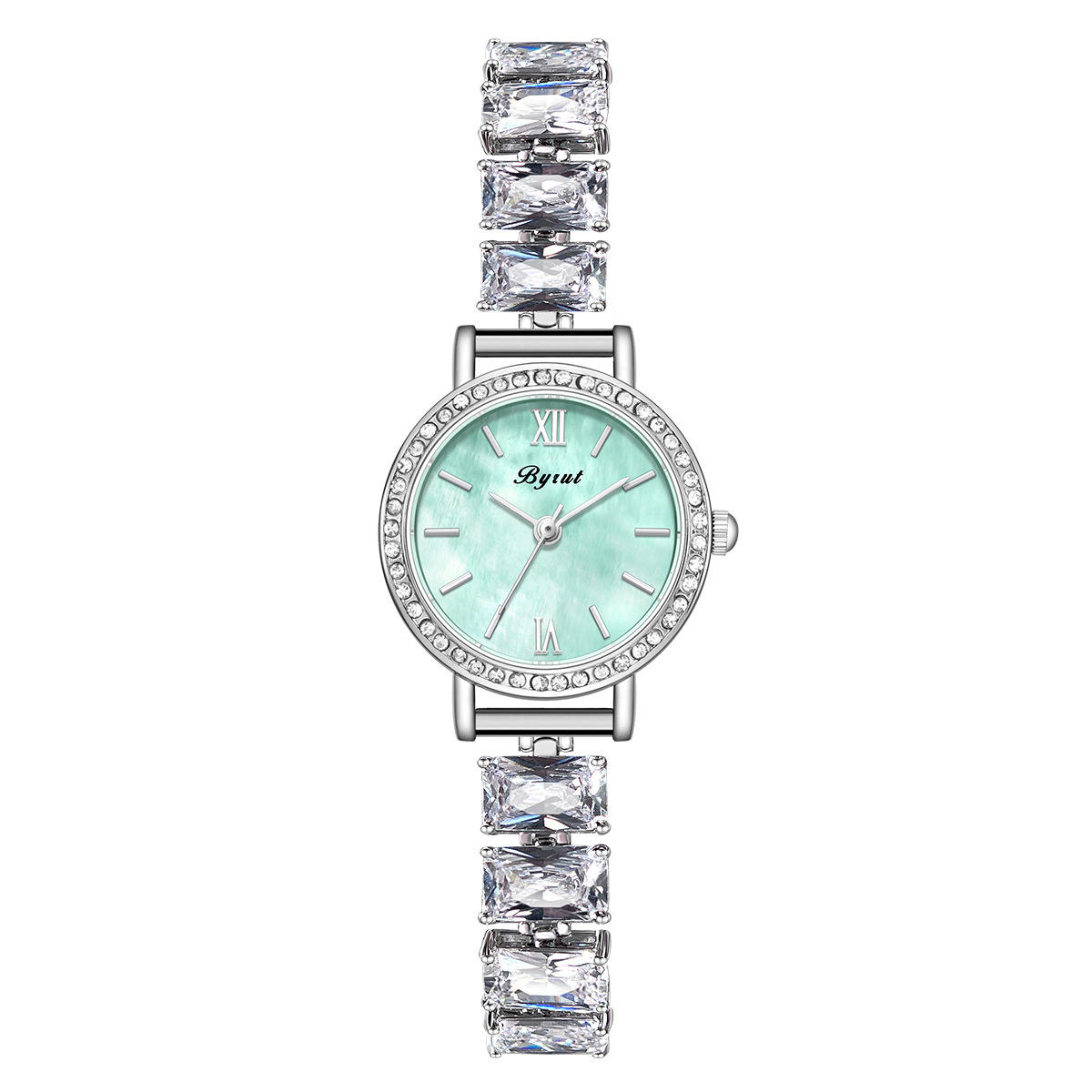 Coquille argentée, coquille vert clair, ceinture argentée