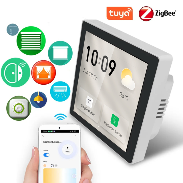 Tuya <2 Inch OLED Screen Bar Central Control Android System Wireless WiFi Smart Zigbee Gateway Multi Functional Touch Panel
