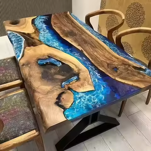 Mesa de Resina Epoxi y Madera de Nogal Sólida Ecológica Personalizada para Hoteles, Mesa de Comedor de la Mejor Calidad para Restaurantes, Cafeterías y Cocinas - Product Image 5