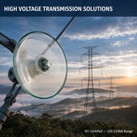 Isolateur en verre borosilicate sans entretien WOLF CABLE, grande capacité 120kN-210kN, anti-buée, 500kV, disque à rotule, pour zones côtières
