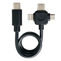 Kabel Pengisian Cepat 3 in 1 Tipe C PVC Multi Tips PD Charger Cord Logo Kustom untuk iPhone Tipe C Micro USB