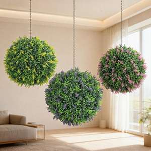 RUOPEI Q25c Bola de Césped Artificial Anti-UV de Plástico Ecológico al por Mayor, Color Morado, 12.59 Pulgadas, Flor Colgante para Decoración - Product Image 1