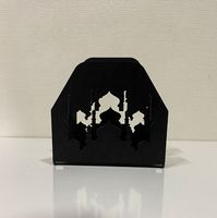 Décoration de table de cuisine et de salle à manger islamique musulmane pour l'Aïd et le Ramadan, support de serviettes en métal en forme de mosquée Taj Mahal, 13x15x5.5cm, noir/personnalisé