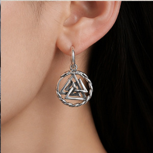 Yunnique – boucles d'oreilles pendantes géométriques Viking, couleur argent tibétain, bijoux cadeaux - Product Image 4