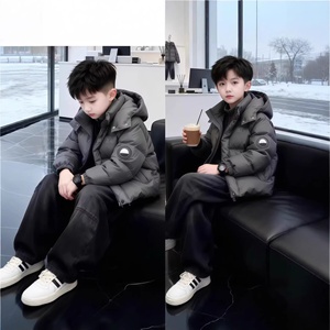 Veste d'hiver pour adolescents, coupe-vent à <span class=keywords><strong>capuche</strong></span> amovible sans lavage, fermeture éclair, épaisse et chaude, rembourrée en coton, pour enfants plus âgés - Product Image 3