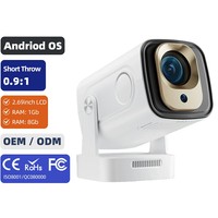 HY260PRO 迷你投影仪 4K Android 11 带便携式短焦家庭影院 200 流明 LED 灯泡 自动对焦镜头