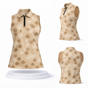 Polo de Golf sin Mangas para Mujer, con Estampado Floral, Cierre de Cremallera, Transpirable, de Secado Rápido, Top Deportivo de Verano, Venta al Por Mayor - Product Image 1