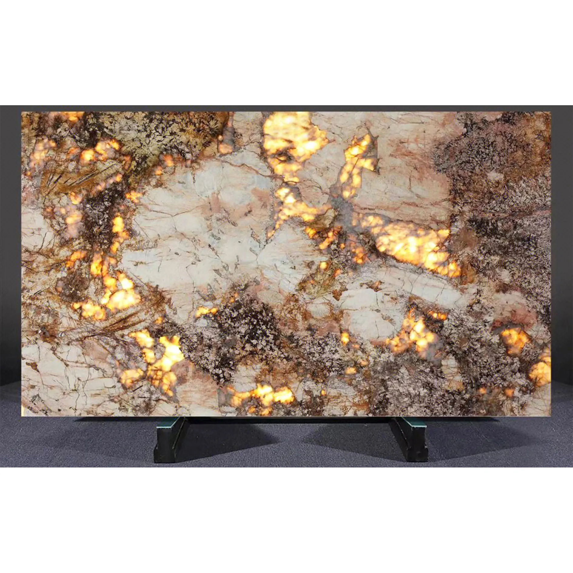 Braziliaanse Patagonia Natuurlijke Marmeren Plaat Achtergrondverlichting Bookmatched Onyx Decoratieve Tv Achtergrond Interieur Interieur Wandtegel Marmeren Top