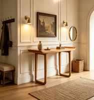 Nouvelle console rectangulaire étroite et longue en bois massif de style chinois, à fixer au mur, pour entrée et présentation en hôtel