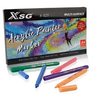 Ensemble de marqueurs à peinture acrylique, 24 couleurs, matériau PP, pointe en coton pour le dessin DIY, la céramique, le bois, le papier, l'artisanat, la création artistique