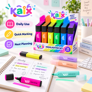 Juego de Marcadores de Colores Personalizados KAIX, 6 Colores Neón, Punta Biselada, Juego de Marcadores Pastel para Estudiantes - Product Image 1