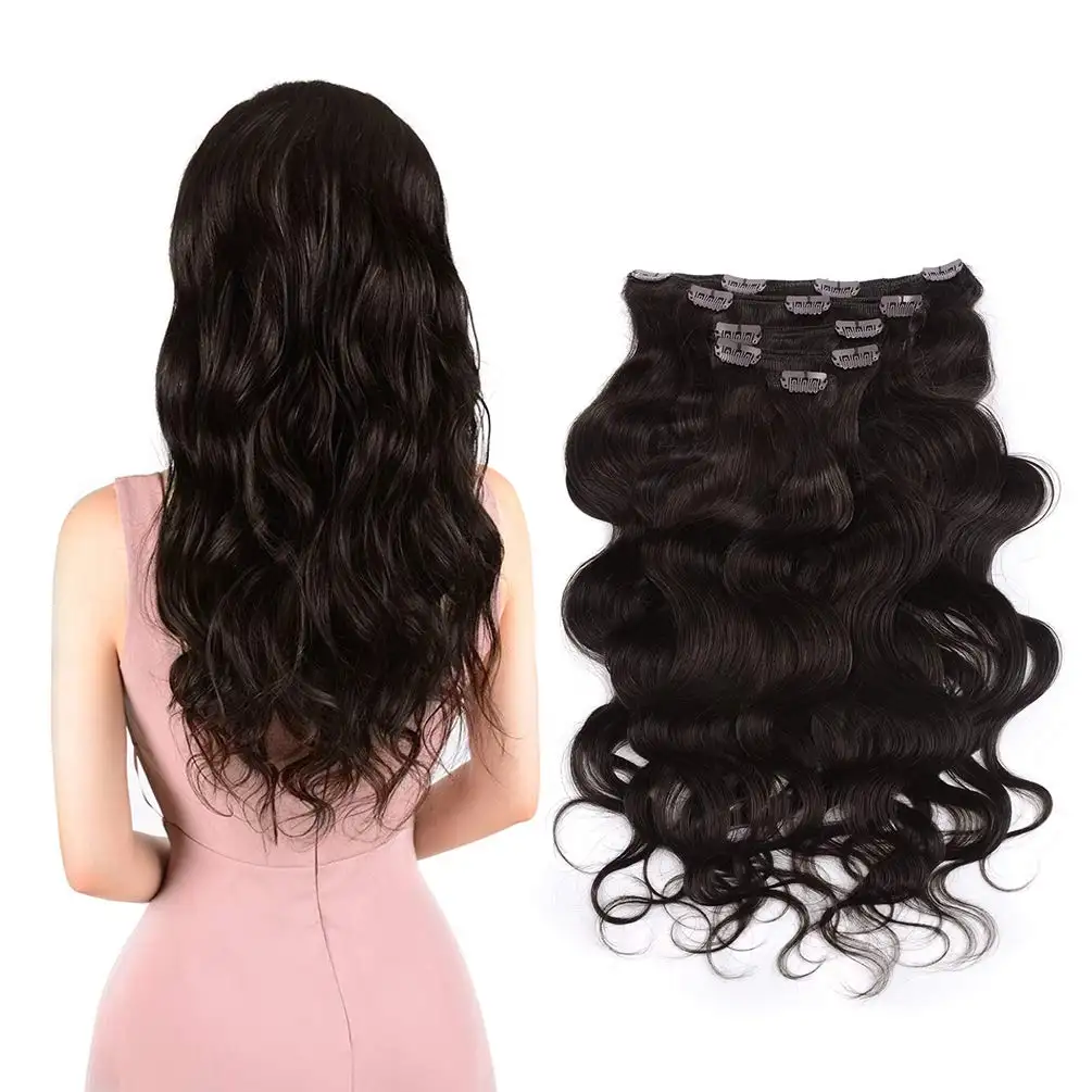 Kbeth Body Wave Clip in Hair Extensions 5pcs Real Remy Human Hair Dark Brown #2 Clip in Hair