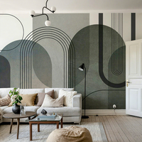 Papier peint auto-adhésif imperméable pour la décoration murale de la maison, style bohème moderne, géométrie incurvée superposée, papier peint mural