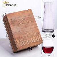 Ensemble de carafes à vin en cristal avec logo personnalisé, coffret cadeau en bois, verres à vin, ensemble de barware de luxe pour cadeaux d'entreprise, vente en gros