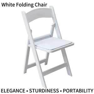 Chaise pliante blanche durable résistante aux intempéries pour terrasse extérieure, camping et événements intérieurs - Product Image 2