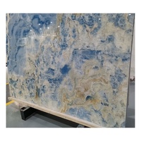 Dalles murales en onyx bleu ciel transparent, pierre de jade et marbre, très demandées pour les murs de salle de bain