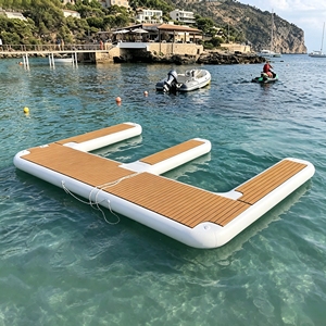 Plateforme flottante gonflable en forme de M pour jet ski, plateforme flottante robuste pour le stationnement de bateaux à moteur et de yachts sur le lac avec pompe à air - Product Image 2