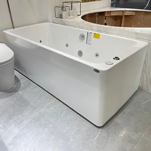 การออกแบบที่ทันสมัยอะคริลิทนทานอิสระสีขาวอ่างอาบน้ำเจ็ทอ่างน้ำวนอ่างอาบน้ำ