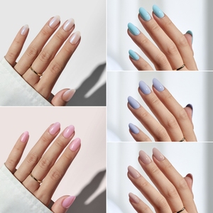 BTArtbox Corto Oval Stick On Nails Press Venta al por mayor Acrílico Hecho a mano Puntas de <span class=keywords><strong>uñas</strong></span> Color sólido Gel suave Azul Grueso Prensa en las <span class=keywords><strong>uñas</strong></span> - Product Image 3