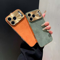 Coque de protection antichute en cuir d'agneau électroplaqué avec protection d'objectif métallique pour iPhone 17 Pro Max
