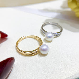 Base para Anillo de Perlas DIY de Plata S925, Vacía, con Perlas Redondas de 9-10 mm, 1892 - Accesorio de Joyería de Plata de Moda - Product Image 2