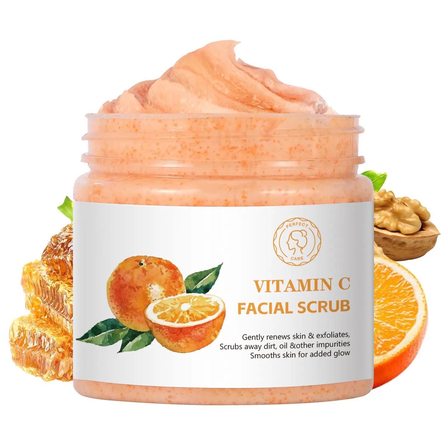 OEM Vitamin C Krim gosok wajah organik Scrub wajah noda gelap jerawat dengan ekstrak stroberi Scrub wajah Exfoliator