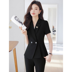 Women Professional Suit Set Short Sleeve Polyester Workwear For Office Reception Jewelry Store Beauty Salon Spring 2026 - Product Image 1