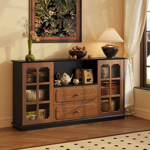 American Retro Style Sideboard Solid Wood Storage Cabinet Living Room Tea <b>Water</b> <b>Container</b> Organizer 140x40x85 Cm - Product Image 1
