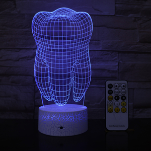 Diseño de dientes Lámpara 3D Luz de noche LED Crack Touch Base con lámpara de diseño de dientes <span class=keywords><strong>RC</strong></span> para dentista Dropshipping Fábrica al por mayor - Product Image 5