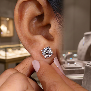 Boucles d'oreilles en or massif 18 carats plaqué rhodium avec diamants créés en laboratoire, bijoux fins de qualité supérieure, unisexe, élégantes, scintillantes, à porter tous les jours, cadeau - Product Image 3