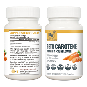 Capsules de bêta-carotène végétalien de qualité supérieure soutien de la vision santé de la peau complément alimentaire antioxydant pour adultes approvisionnement en vrac - Product Image 2